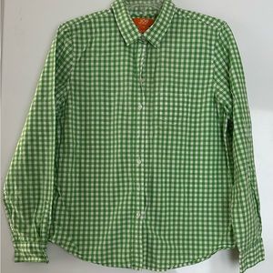 Joe Fresh Mens Long Sleeve Green White Plaid Shirt Size Large